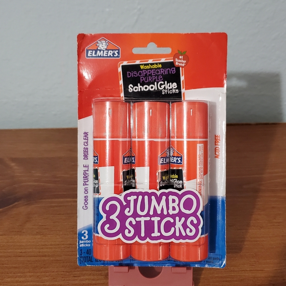 Package of 3 Elmer jumbo glue sticks. New in box.